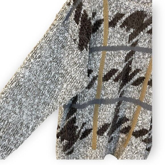 LOH Womens Gray Sweater Plus Size 22W Acrylic Vintage Retro Mixed Print Soft Top - Picture 5 of 6